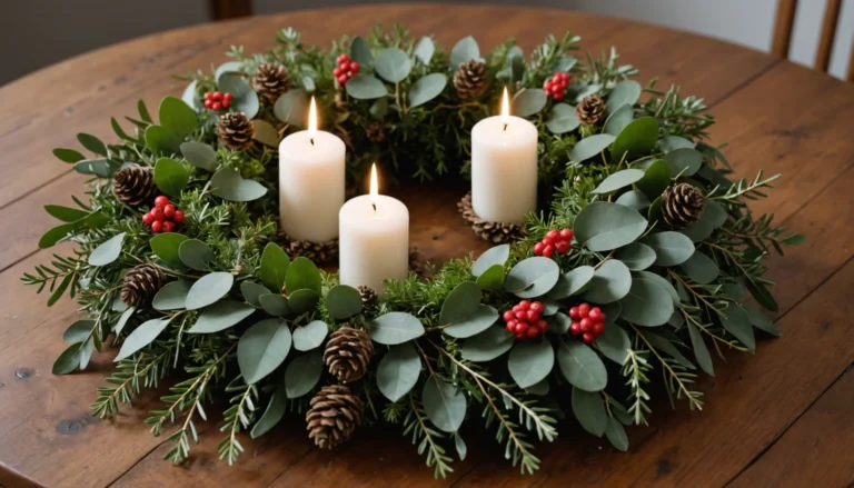 couronne de l'avent avec eucalyptus et sapin