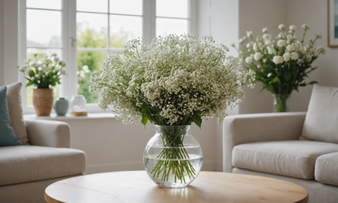 fleur avec petites fleurs blanches